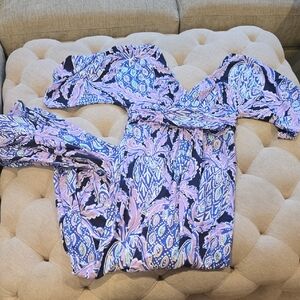 Lilly Pulitzer Blue and Purple Patterned Dress